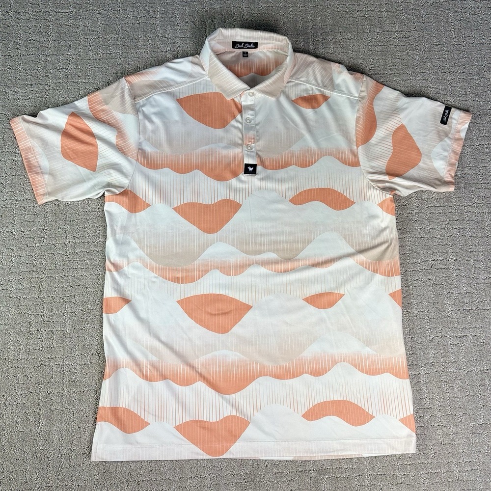 Bad Birdie Polo Shirt Mens Large Orange Golden Hour Golf Performance Stretch
